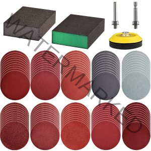 100pcs 3inch Sanding Discs Pad with 2Pcs Sanding Sponge Buffing Blocks Variety Kit for Drill Grinder Rotary Tools Attachment with 1/4" Shanks, Sanding Pads Includes 80-3000 Grit