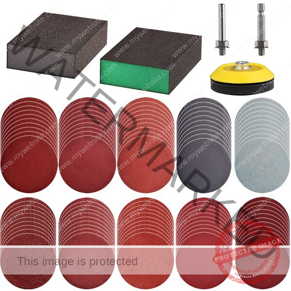 100pcs 3inch Sanding Discs Pad with 2Pcs Sanding Sponge Buffing Blocks Variety Kit for Drill Grinder Rotary Tools Attachment with 1/4" Shanks, Sanding Pads Includes 80-3000 Grit