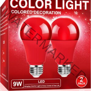 LED Red Light Bulb, A19 9W (60W Equivalent), E26 Base, 2-Pack Red LED Bulbs for Party, Halloween, Christmas, Home Lighting, Porch Decoration, Energy Efficient and Durable