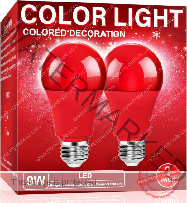 LED Red Light Bulb, A19 9W (60W Equivalent), E26 Base, 2-Pack Red LED Bulbs for Party, Halloween, Christmas, Home Lighting, Porch Decoration, Energy Efficient and Durable