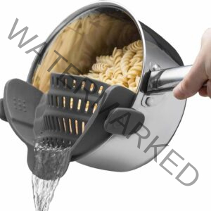 Kitchen Gizmo Snap N' Strain - Silicone Clip-On Colander, Heat Resistant Drainer for Vegetables and Pasta Noodles, Kitchen Gadgets for Bowl, Pots, and Pans - Essential Home Cooking Tools - Grey