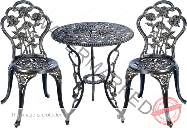 3 Piece Bistro Set,Outdoor Patio Set,Anti-Rust Cast Aluminum Bistro Table Set for Park Yard Front Porch Furniture(Antique Copper)