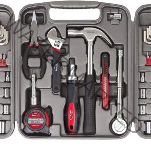 Apollo Tools 79 Piece Multi-Purpose SAE and Metric Tool Set with Sockets for the Garage, Home or on the Road. Includes Essential Tools for Vehicle Maintenance and Repairs - Red- DT9411