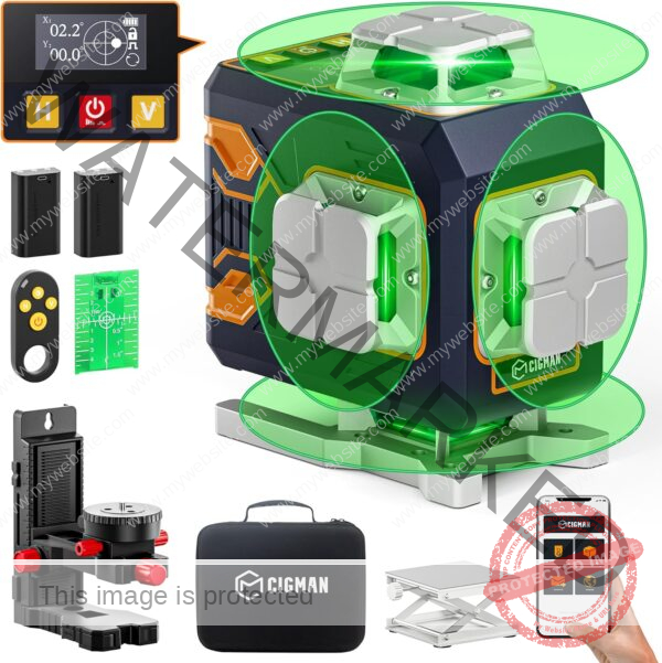 CIGMAN 4x360° 16 Lines Laser Level with Remote&APP Control, Bluetooth Wireless Green Self Leveling Cross Line Laser, 4D Vertical/Horizontal Line for Construction, Home Renovation, Picture Hanging