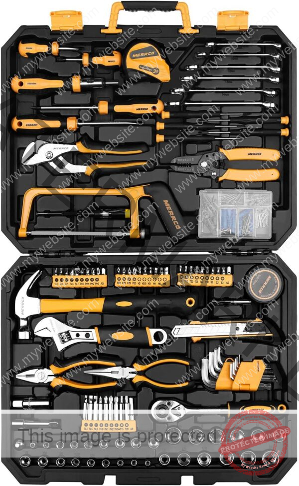 DEKOPRO 198 Piece Home Repair Tool Kit, Wrench Plastic Toolbox with General Household Hand Tool Set