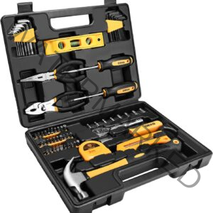 DEKOPRO 65 Pieces Tool Set General Household Hand Tool Kit with Storage Case Plastic ToolBox