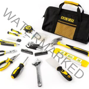 DOWELL 146PCS Homeowner Tool Set, Household Repairing Tool Kit with 14-Inch Wide Mouth Open Storage Tool Bag