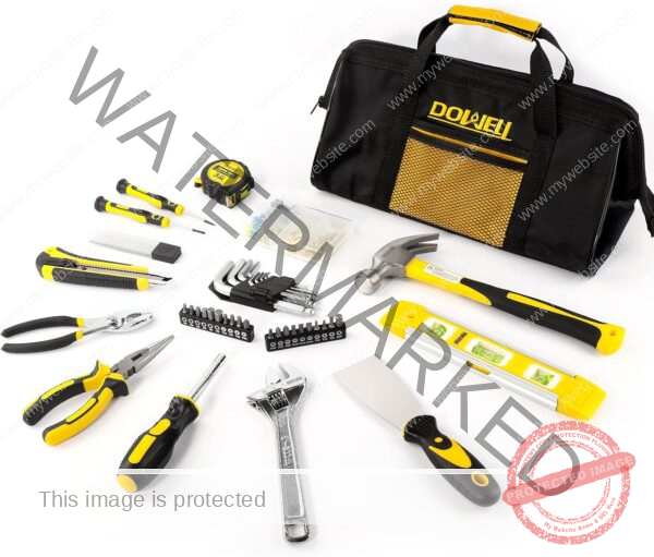 DOWELL 146PCS Homeowner Tool Set, Household Repairing Tool Kit with 14-Inch Wide Mouth Open Storage Tool Bag