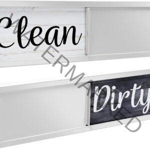 Dishwasher Magnet Clean Dirty Sign, Strong Universal Dirty Clean Dishwasher Magnet Indicator for Kitchen Organization, Slide Rustic Farmhouse Black and White Wood