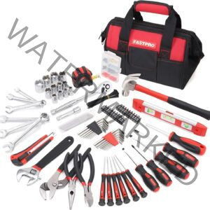 FASTPRO 236-Piece Home Repairing Tool Set, Mechanics Hand Tool Kit with 12-Inch Wide Mouth Open Storage Bag, Household Tool Set for DIY, Home Maintenance, Red