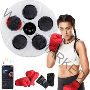 GCCSJ Music Boxing Machine Home Wall Mounted Electronic Boxing Machine, Portable Smart Bluetooth LED Lights Music Boxing Machine, 2 Pair Boxing Gloves, Home Kids Adult Boxing Training, Stress Release