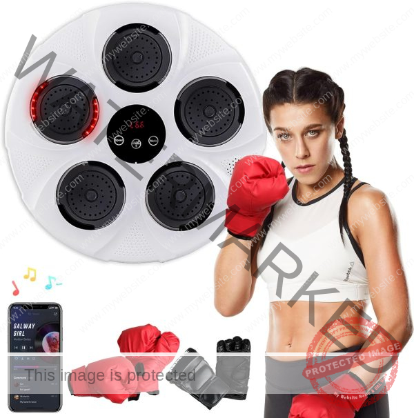 GCCSJ Music Boxing Machine Home Wall Mounted Electronic Boxing Machine, Portable Smart Bluetooth LED Lights Music Boxing Machine, 2 Pair Boxing Gloves, Home Kids Adult Boxing Training, Stress Release