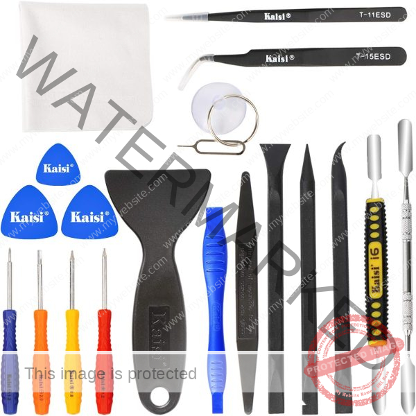 Kaisi Professional Electronics Opening Pry Tool Repair Kit with Metal Spudger Non-Abrasive Nylon Spudgers and Anti-Static Tweezers for Cellphone iPhone Laptops Tablets and More, 20 Piece