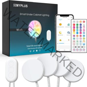 MYPLUS Smart Under Cabinet Lights, Ambiance Puck Lights Work with Alexa and Google Home,WiFi Controlled Dimmable and RGB Color Smart Lamp Fixture (7cm-4PCS)