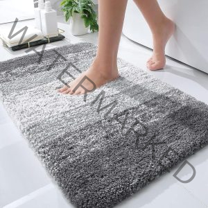 OLANLY Bathroom Rugs Mat 30x20, Extra Soft and Absorbent Microfiber Bath Rugs, Non-Slip Plush Shaggy Bath Carpet, Machine Wash Dry, Bath Mat for Bathroom Floor, Tub and Shower, Grey