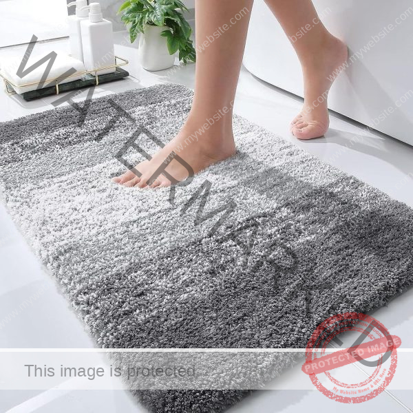 OLANLY Bathroom Rugs Mat 30x20, Extra Soft and Absorbent Microfiber Bath Rugs, Non-Slip Plush Shaggy Bath Carpet, Machine Wash Dry, Bath Mat for Bathroom Floor, Tub and Shower, Grey