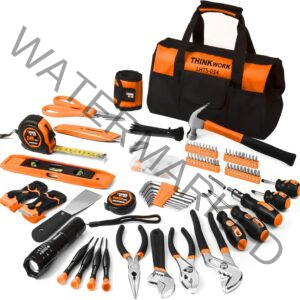 THINKWORK Tool Set - 207 Piece Portable Home Repairing Tool Kit, General Household Hand Tool Set with 13'' Wide Mouth Open Storage Tool Bag, Perfect for DIY, Home Maintenance, Handyman - Gift for Men