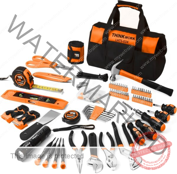 THINKWORK Tool Set - 207 Piece Portable Home Repairing Tool Kit, General Household Hand Tool Set with 13'' Wide Mouth Open Storage Tool Bag, Perfect for DIY, Home Maintenance, Handyman - Gift for Men