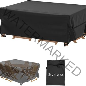 Velway Patio Table Chairs Set Cover Square Waterproof 74"Lx47"Wx28"H Outdoor Bistro Dining Set Cover Fire Pit Table Cover Furniture Cover Small Rectangle Ultra Windproof UV-Resistant