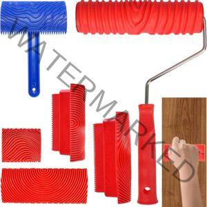 Wood DIY Graining Tool, 6PCS Soft Rubber Wood Grain Tool Set Wood Grain Painting Tool Texture Pattern Paint Tool with Handle DIY Rubber Graining Tool for Wall Room Art Decoration